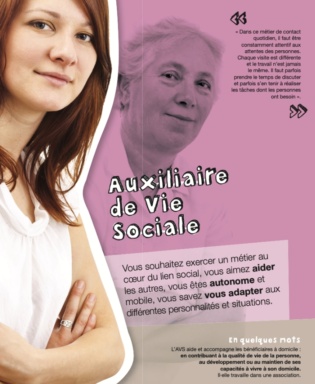 Publicité pour auxiliaire de vie sociale.