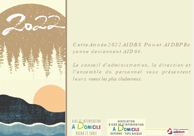 Carte de vœux 2022 d'AID64 avec paysage.